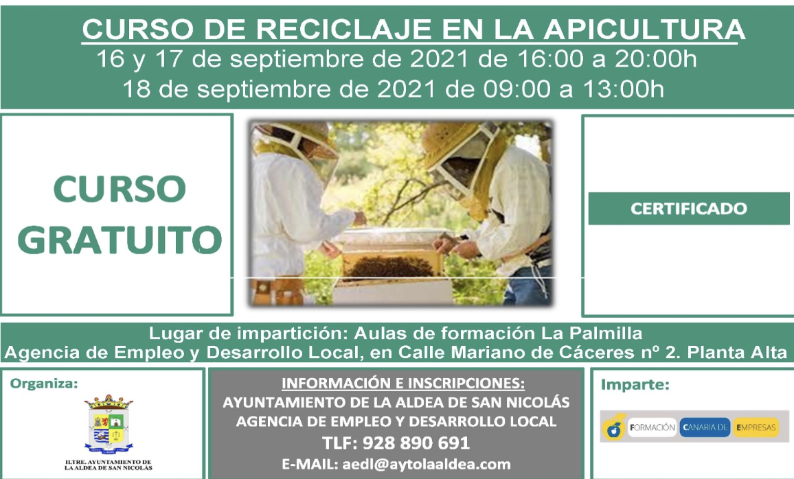 Agricultura y Desarrollo Local abren la convocatoria para el curso de Reciclaje en la Apicultura